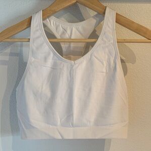 Ribbed Women's Razorback Sports Bra, Non Padded, White, Size M